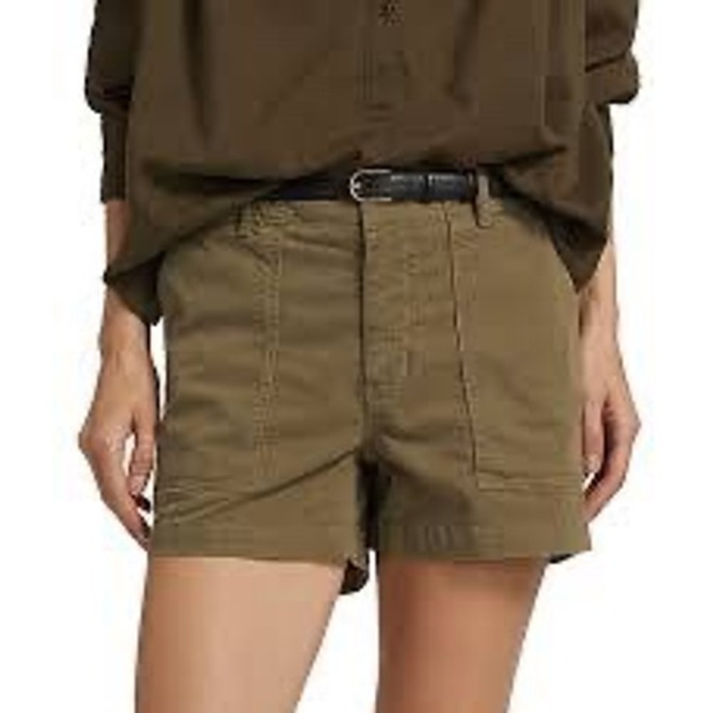 Nili Lotan Womens Olive Green Military Utility Shorts Size 6 Cotton Twill